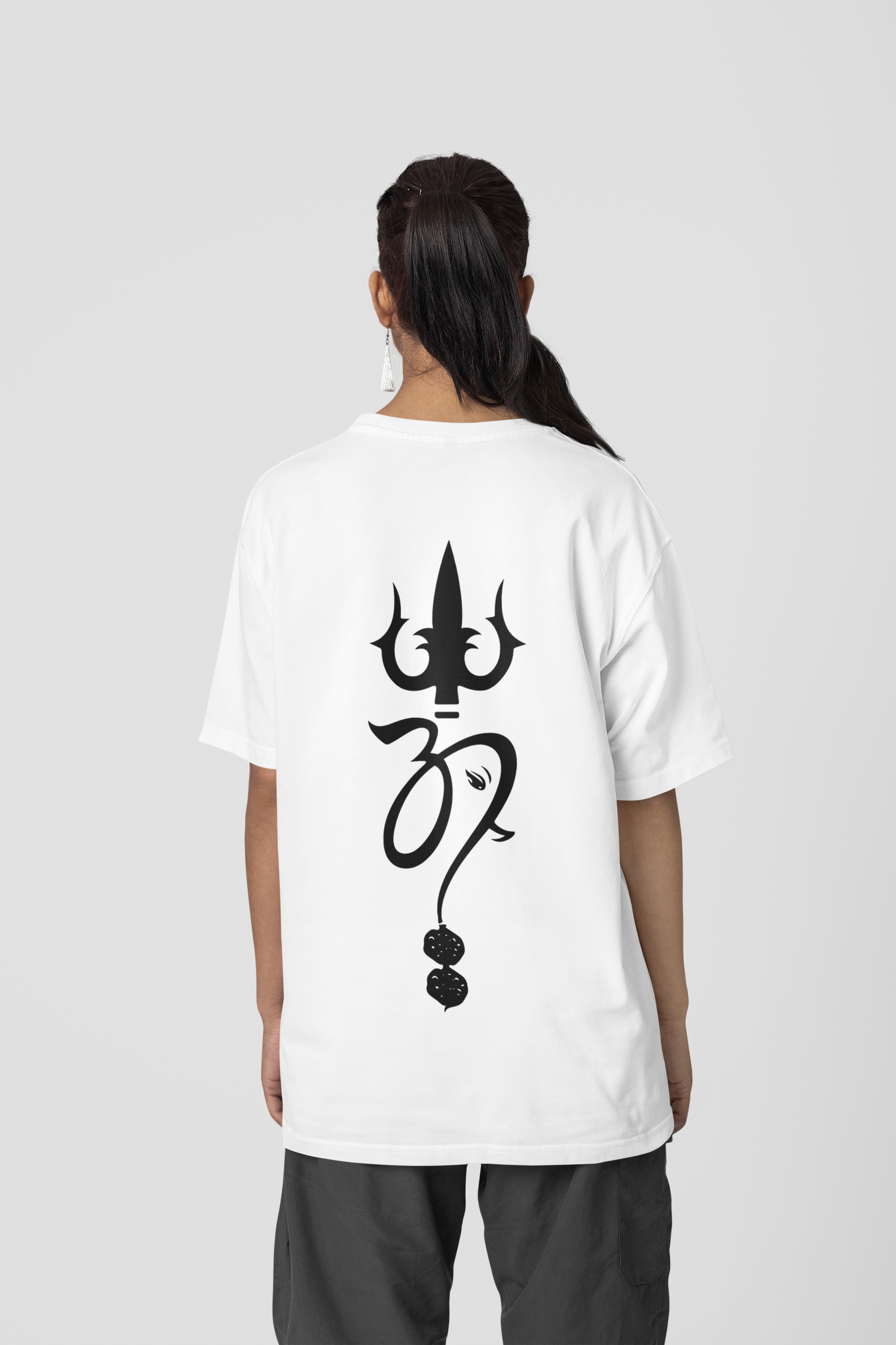 Sacred Trishul Om Men’s Classic 240 GSM Oversized T-Shirt - Fabnerro