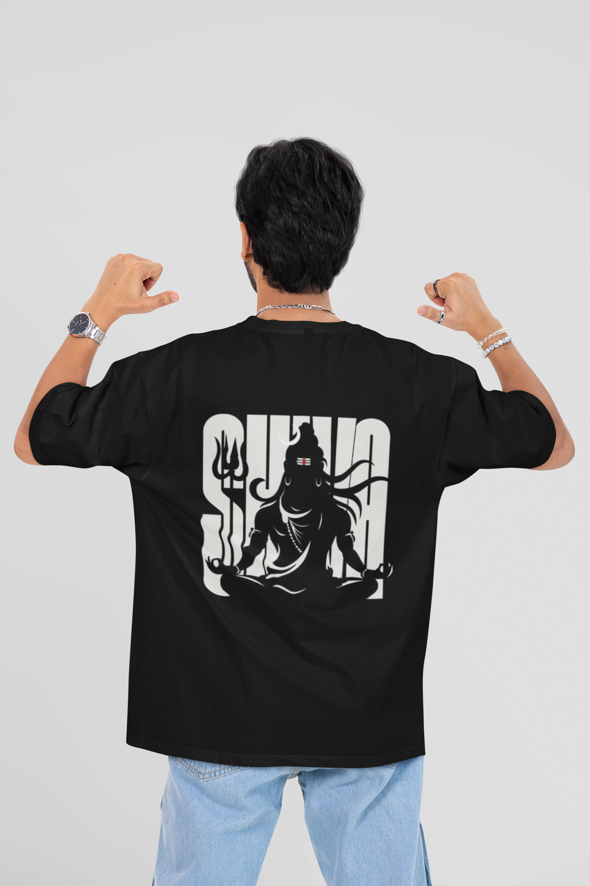 Divine Shiva Black Unisex Oversized T-Shirt  240 GSM  – The End is the Beginning