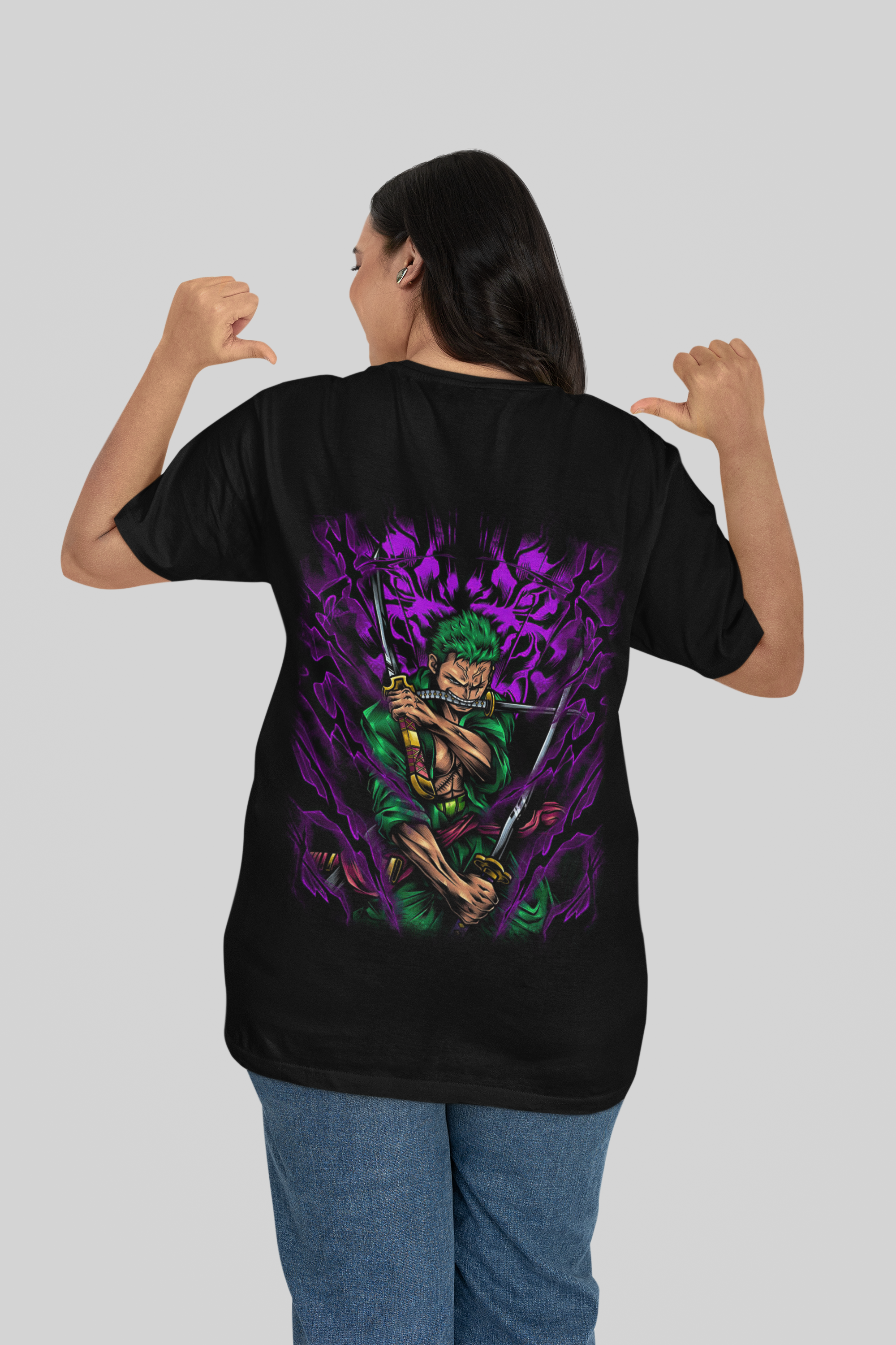 Zoro Purple Aura 240 GSM Men’s Classic Oversized T-Shirt - Fabnerro