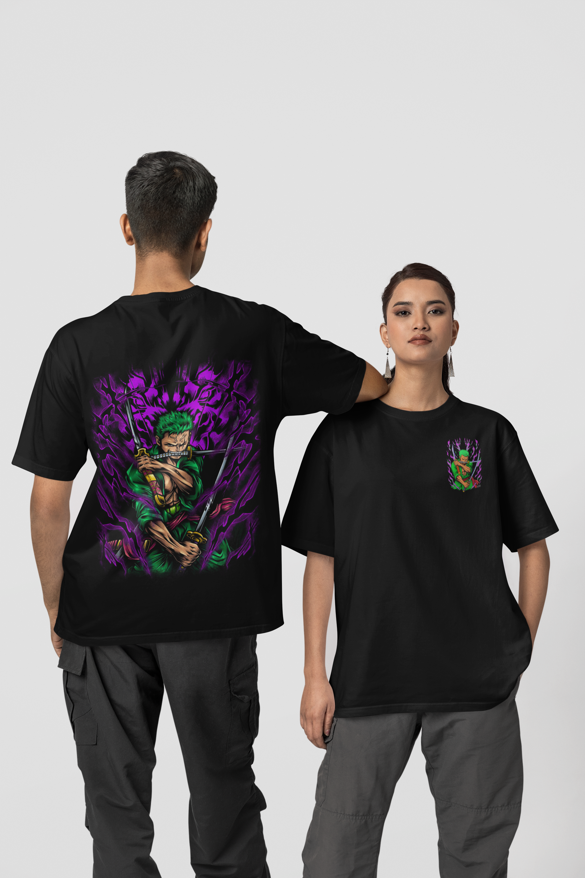 Zoro Purple Aura 240 GSM Men’s Classic Oversized T-Shirt - Fabnerro