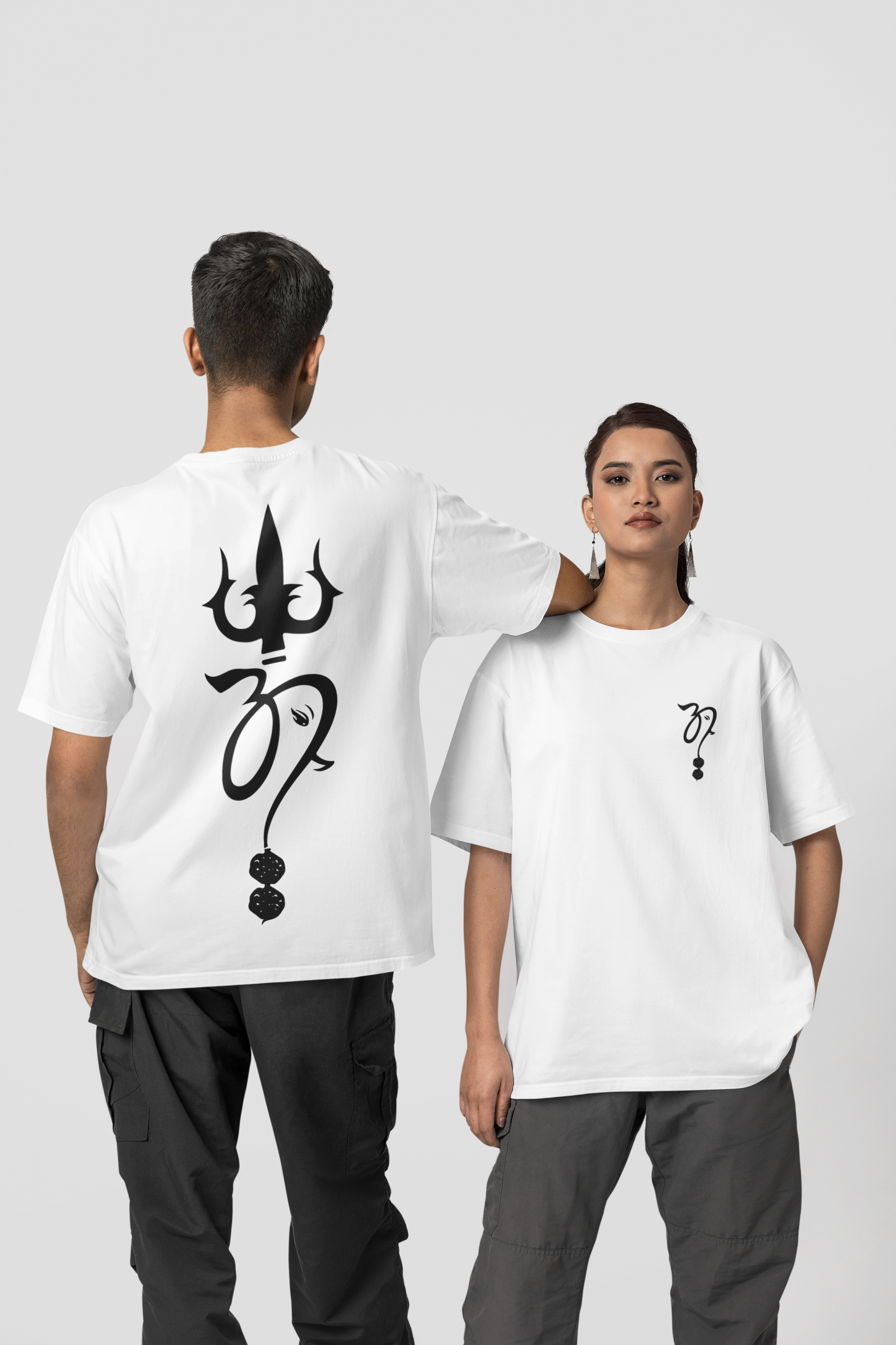 Sacred Trishul Om Men’s Classic 240 GSM Oversized T-Shirt - Fabnerro