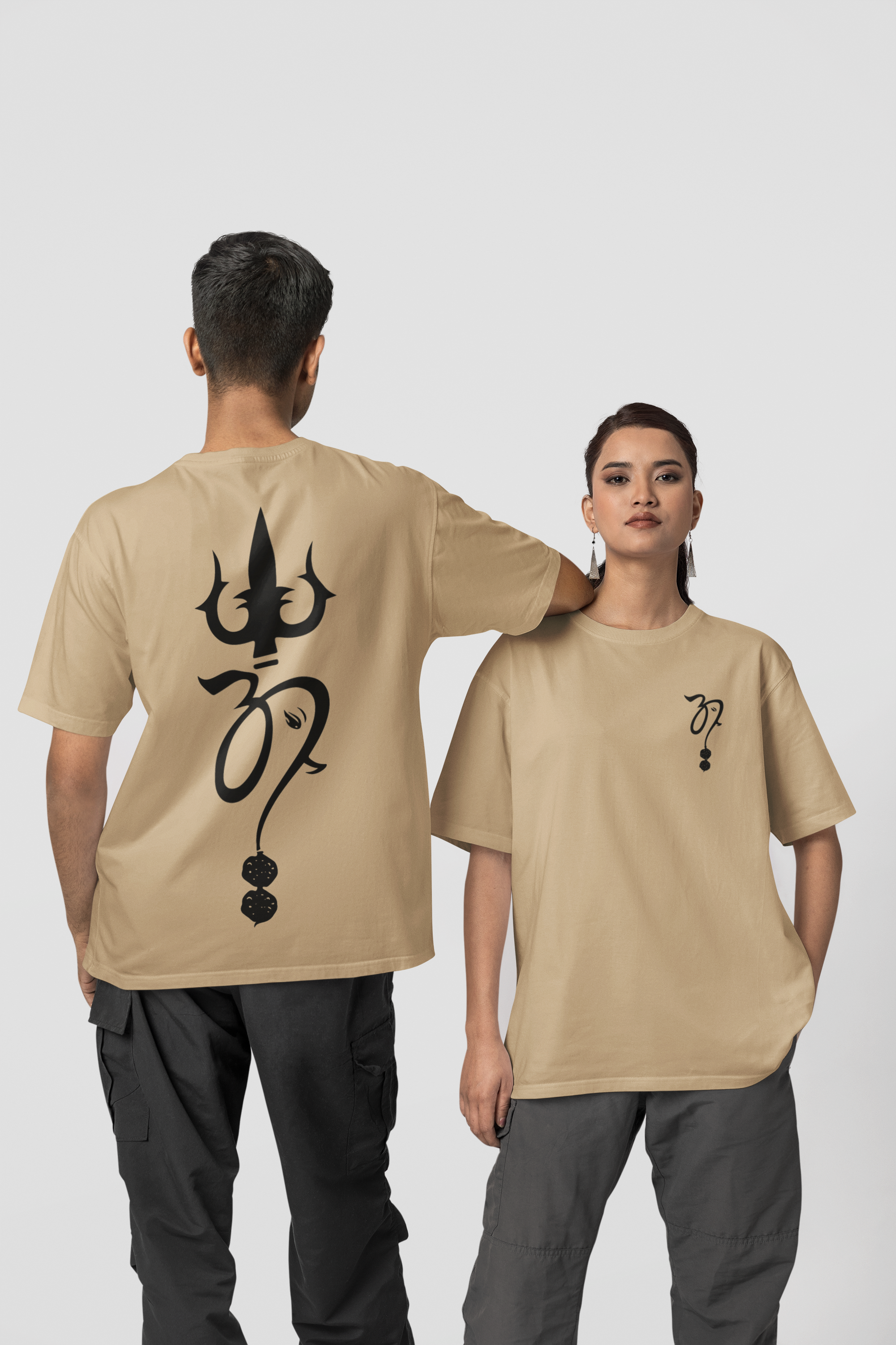 Sacred Trishul Om Men’s Classic 240 GSM Oversized T-Shirt - Fabnerro