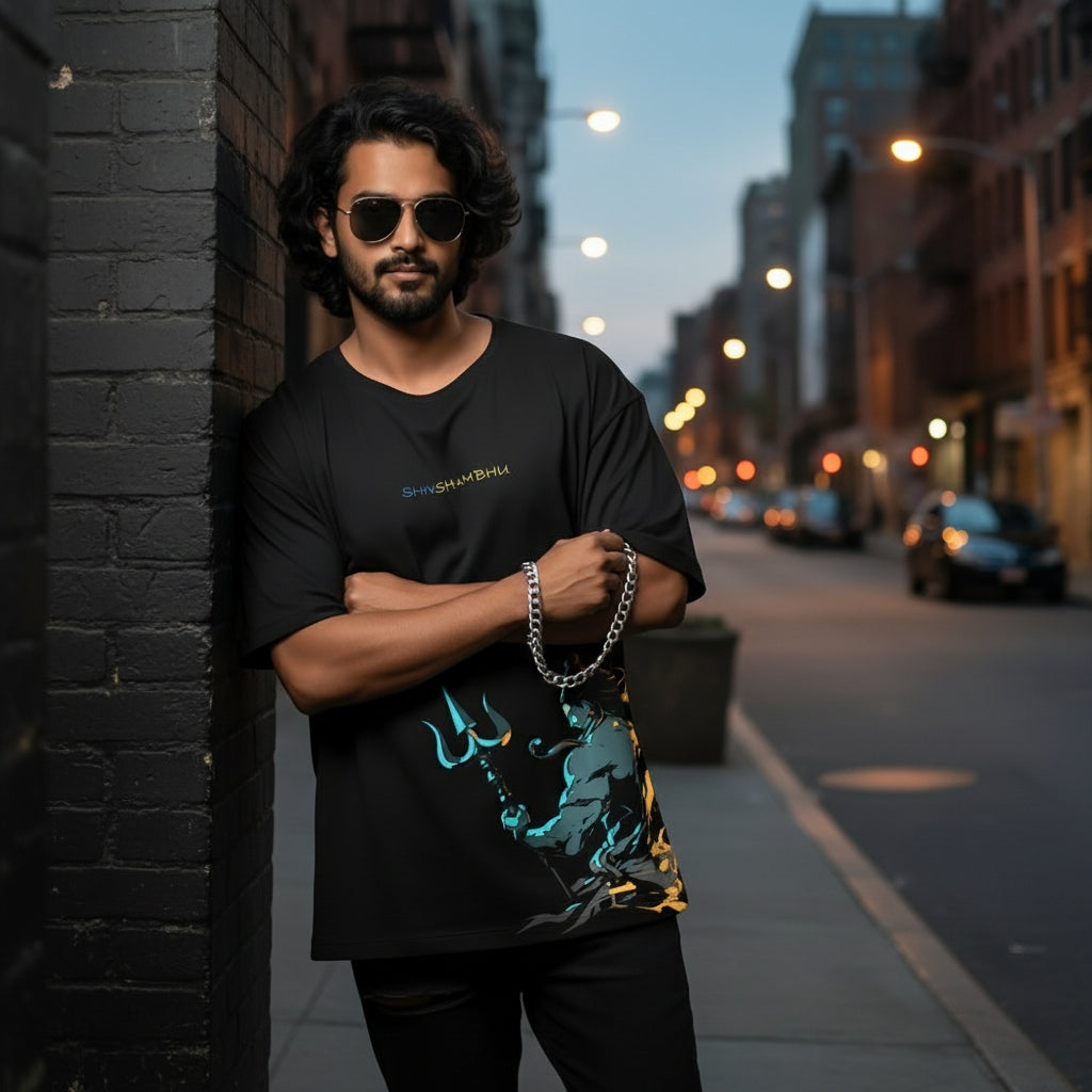 🔥 Shiv Shambhu Streetwear Tee – Power of Trishul in Style