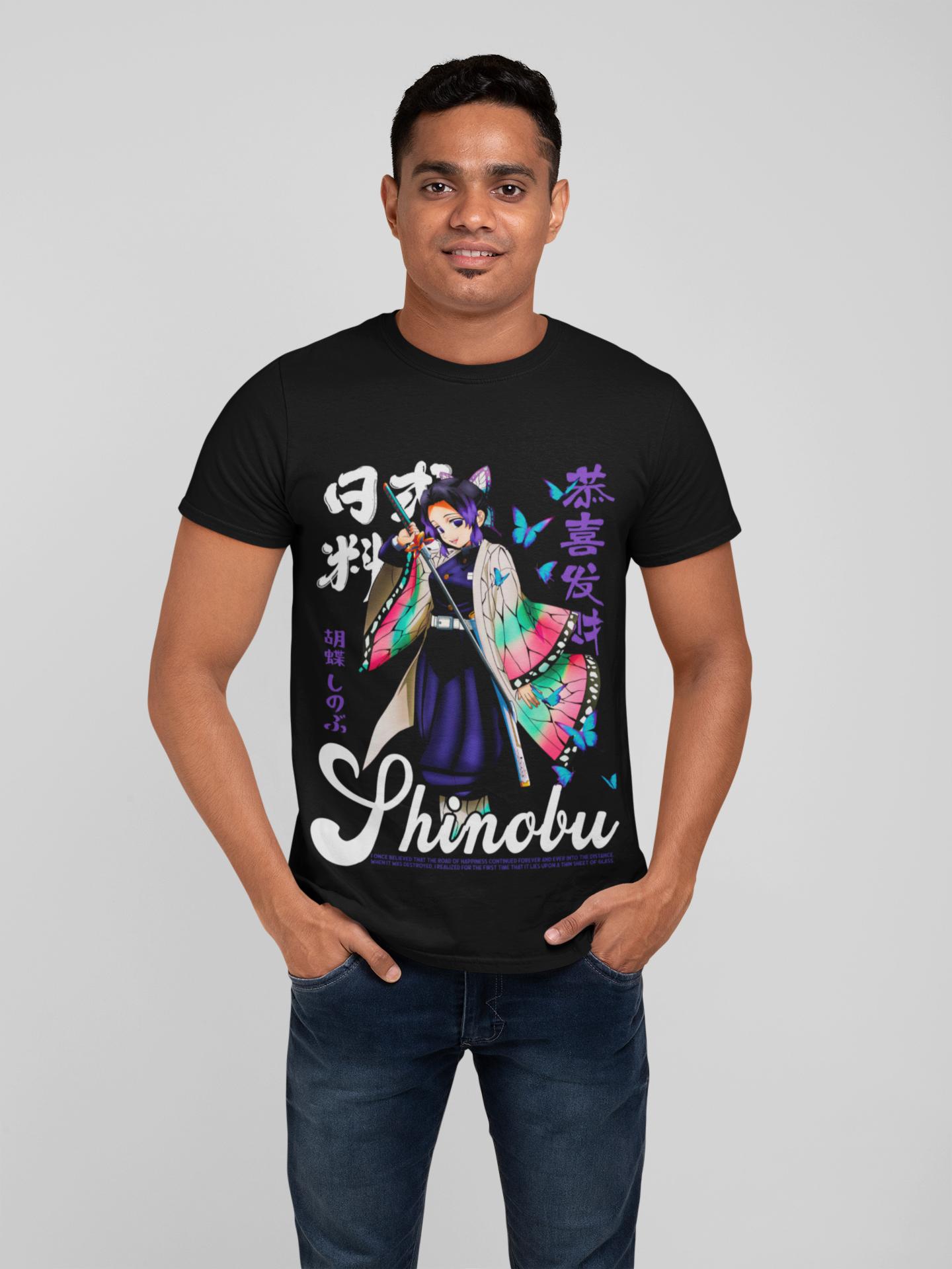 Fabnerro Shinobu Kocho Insect Hashira Demon Slayer Graphic T-Shirt – Black Regular Fit Tee