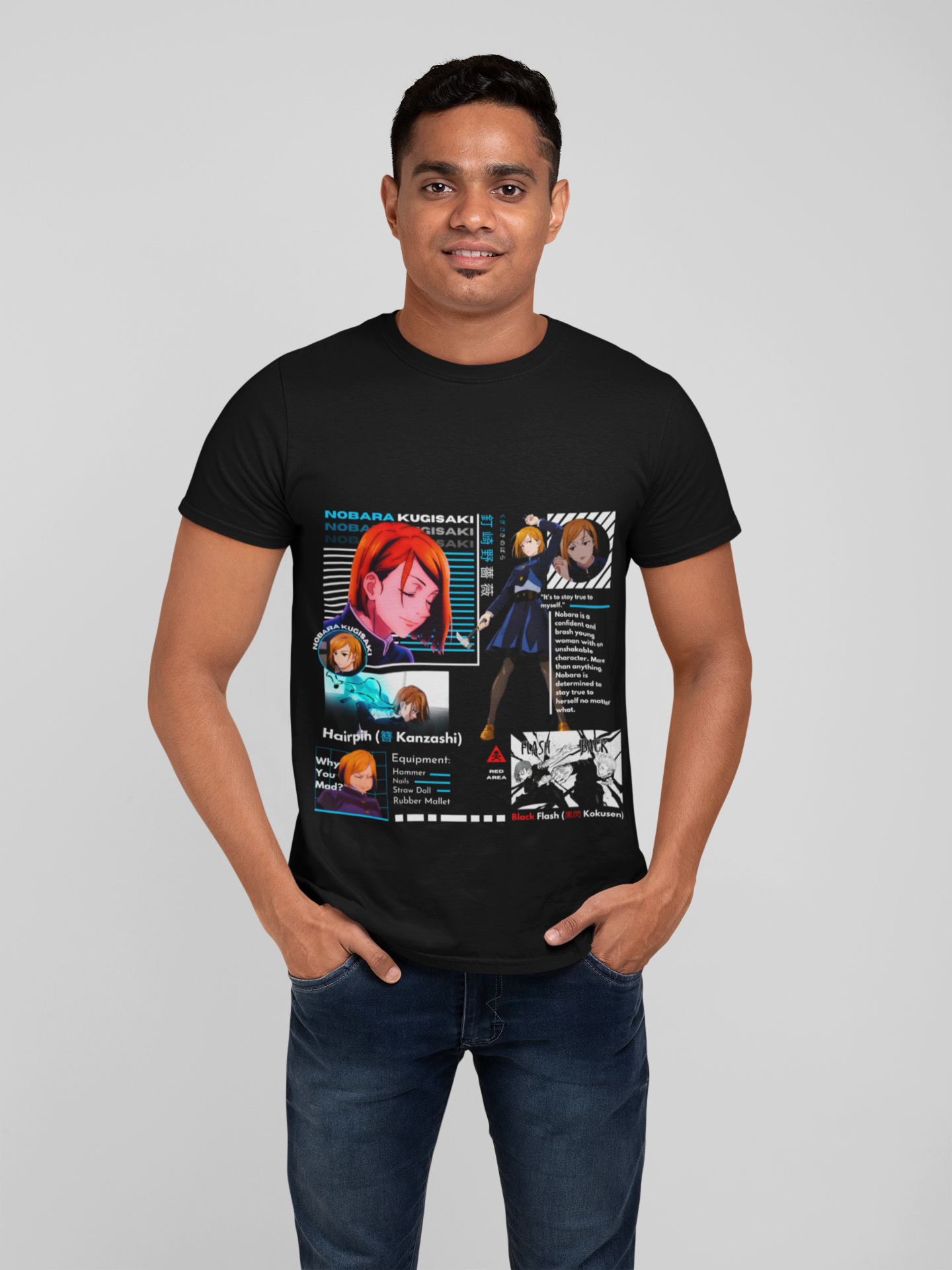Fabnerro Nobara Kugisaki Jujutsu Kaisen Graphic T-Shirt – Black Regular Fit